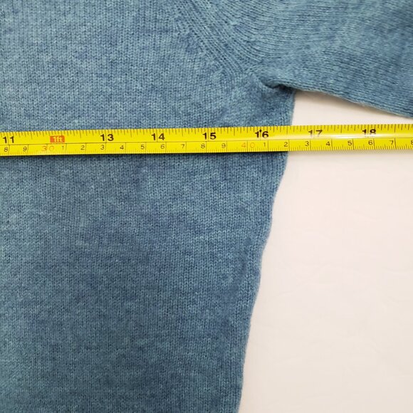 Adrienne Vittadini Cashmere Round Neck Long Sleeve Aqua Blue Pullover - Picture 3 of 7